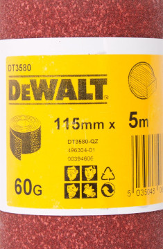 DeWALT rolka brúsneho papiera 5 m x 115 mm P60 DT3580