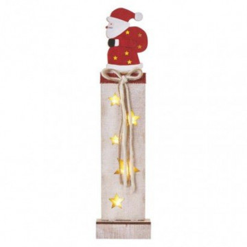EMOS LED dekorácia drevená – Santa, 46 cm, 2x AA, vnútorná, teplá biela, časovač