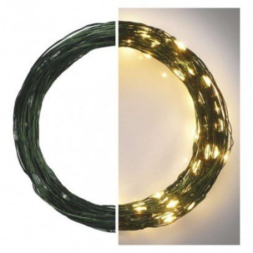 EMOS LED vianočná nano reťaz zelená, 15 m, vonkajšia aj vnútorná, teplá biela, časovač
