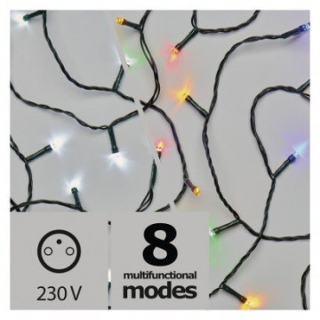 EMOS LED vánoční řetěz 2v1, 10m, studená bílá/multicolor,programy