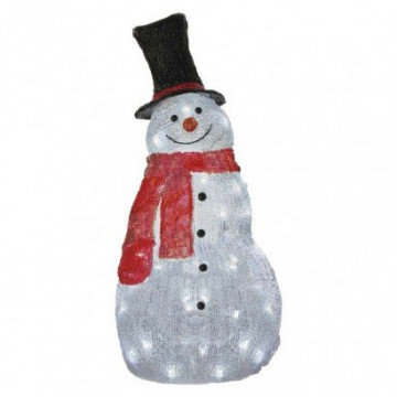 EMOS LED vianočný snehuliak, 61 cm, vonkajší aj vnútorný, studená biela, časovač