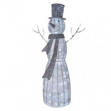 EMOS LED vianočný snehuliak ratanový, 124 cm, vnútorný, studená biela, časovač