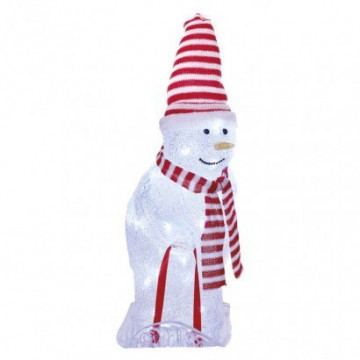 EMOS LED vianoč. snehuliak s čiapkou a šálom, 46 cm, vonkaj. aj vnútor., studená biela, časovač