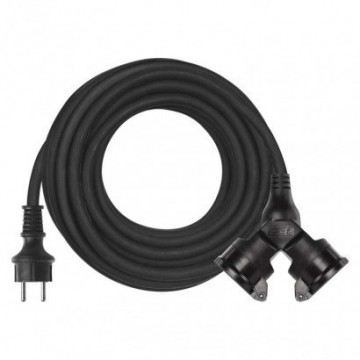 EMOS Predlžovací kábel gumový – 2 zásuvky, 15m, 3× 1,5mm2, IP44