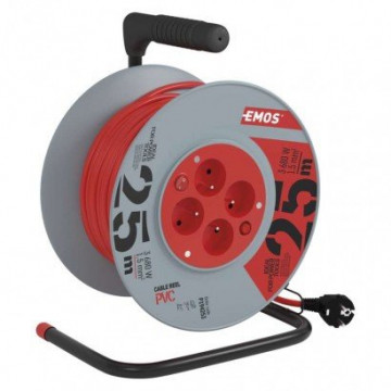 EMOS PVC kabel na bubnu s vypínačem – 4 zásuvky, 25m, 1,5mm2