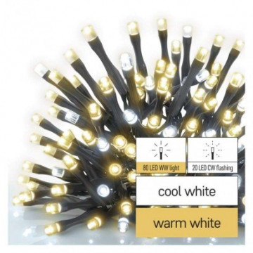 EMOS Standard LED spojovací vánoční řetěz blikající, 10 m, venkovní, teplá/studená bílá