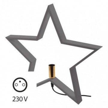 EMOS Svietnik na žárovku E14 drevený sivý, hviezda, 48cm, vnút.