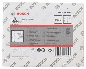 Bosch Hřebíky s hlavou tvaru D v pásu SN34DK 50G 2,8 mm, 50 mm, pozinkovaný, hladký