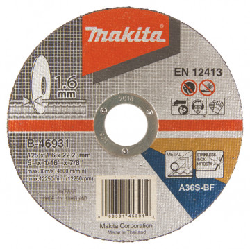 Makita Kotúč rezný pr. 125x1,6x22,2mm, na kov, Nerez, INOX B-46931