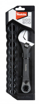 Makita Rollgabelschlüssel 200 mm mit Durchsteckknarrenfunktion und Nüssen B-65458 B-65458