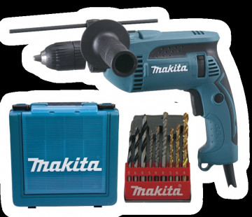 Makita Príklepová vŕtačka s kufrom, rýchloskľučovadlo 1,5-13mm,680W HP1641K1X