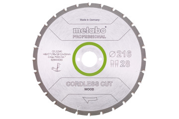 Metabo Piła tarczowa „cordless cut wood – professional”, 216x30 Z28 WZ 5°ujemn. 628444000