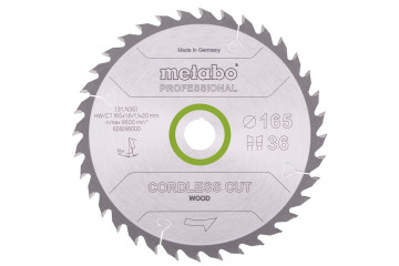 Metabo Pilový kotouč „cordless cut wood – professional“, 165x20 Z36 WZ 15° 628295000