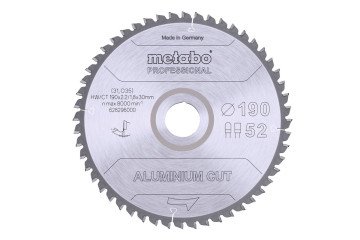 Metabo Sägeblatt "aluminium cut - professional", 190x30 Z52 FZ/TZ 5°neg 628296000