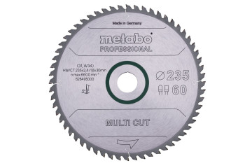 Metabo Sägeblatt "multi cut - professional", 235x30, Z60 FZ/TZ 5° 628495000